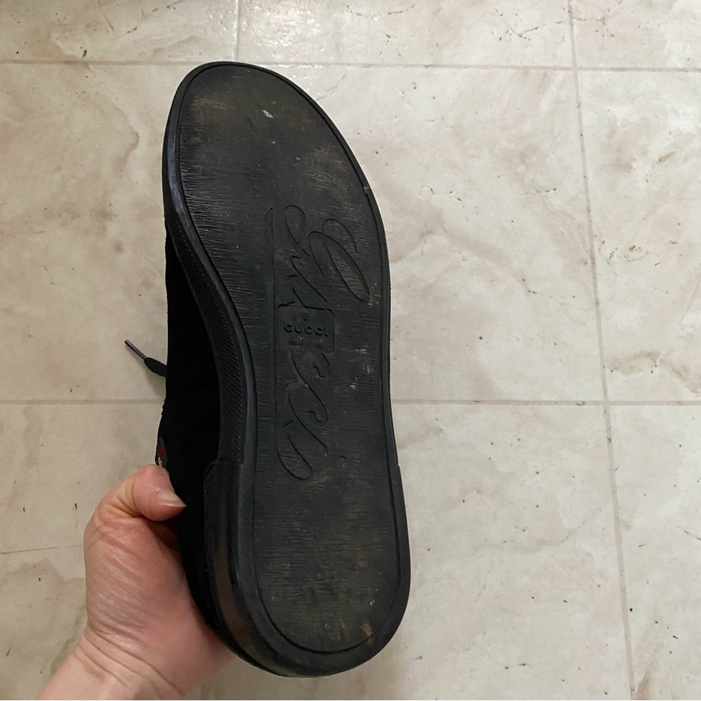 $985 Gucci Made in Italy Black Leather Suede Low Top Men's Sneakers Size 9G - Picture 12 of 12